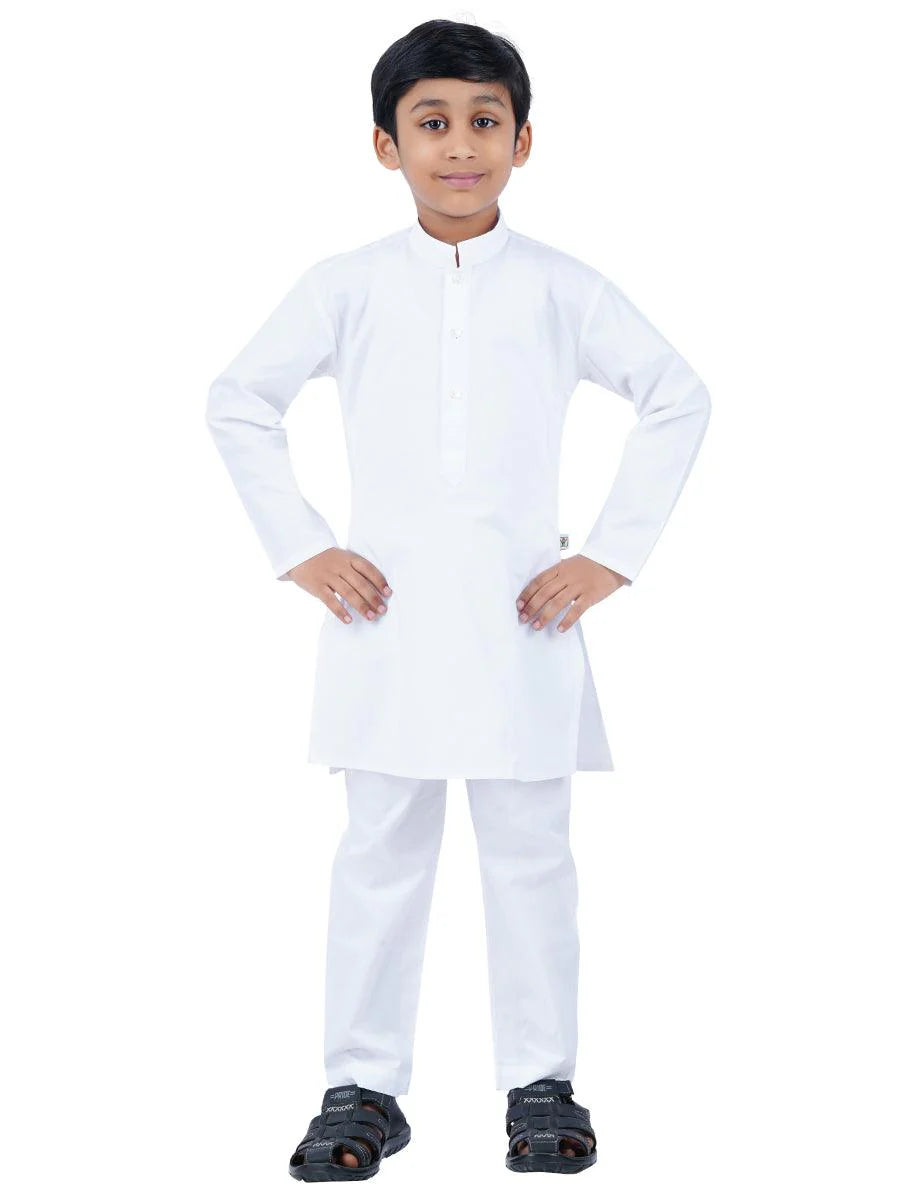 kids kurta pajama in white in wholesale