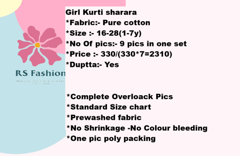 Girl straight kurti with sharara in wholesale