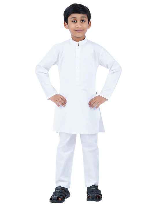 kids kurta pajama in white in wholesale