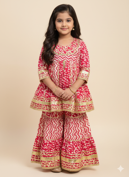 Girl's Peplum Sharara In Wholesale