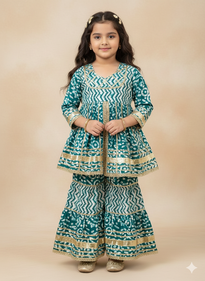 Girl's Peplum Sharara In Wholesale
