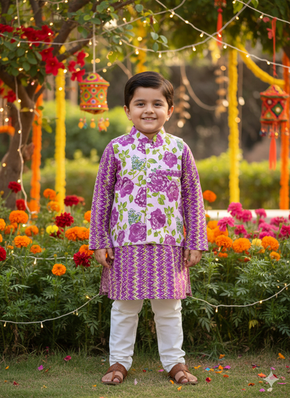 Boy Jacket kurta pajama 3-pic set in wholesale