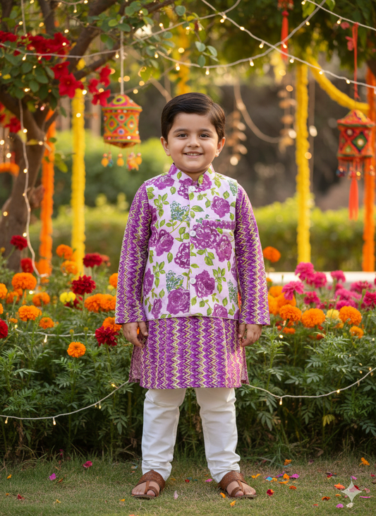 Boy Jacket kurta pajama 3-pic set in wholesale