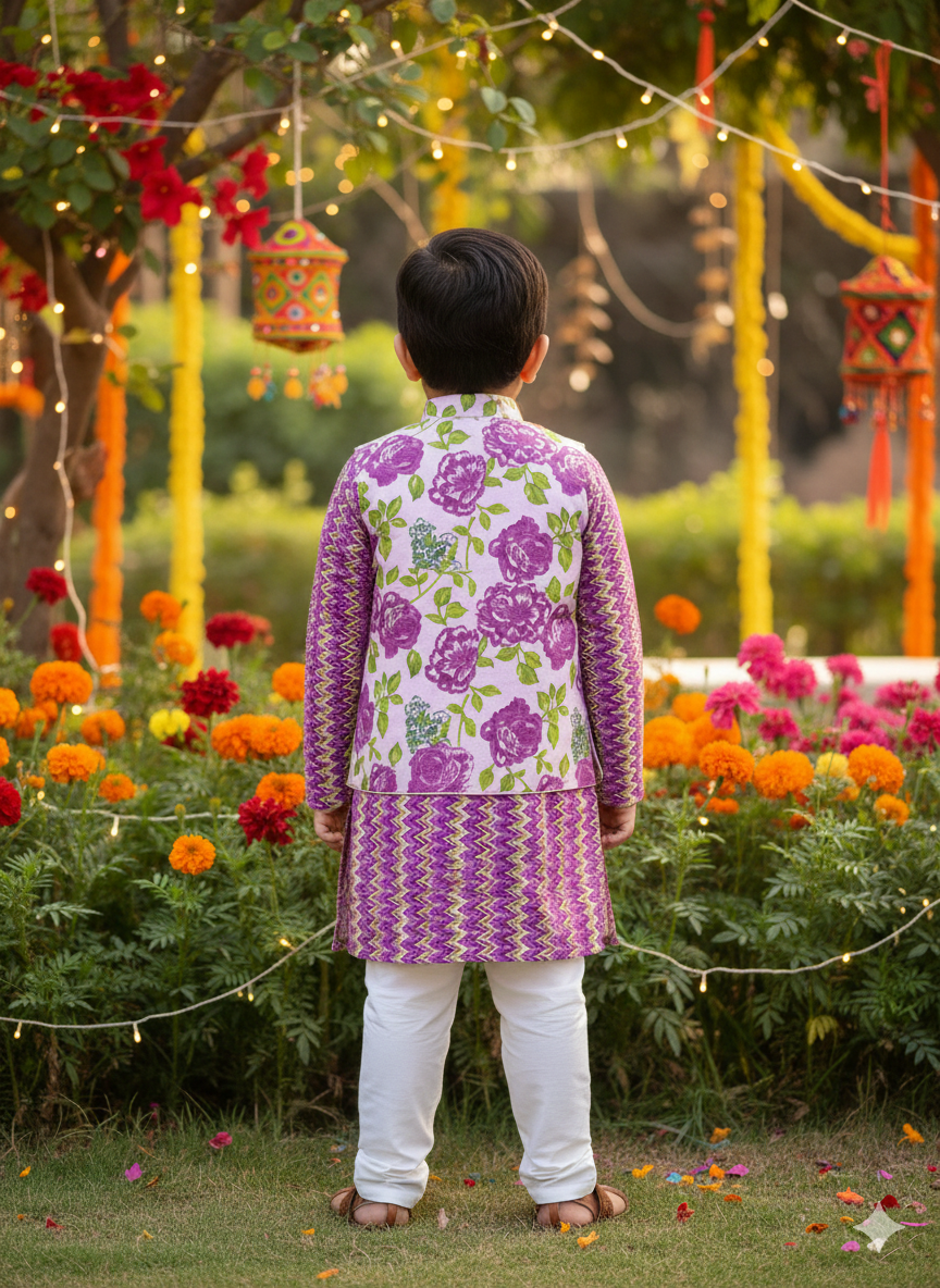 Boy Jacket kurta pajama 3-pic set in wholesale