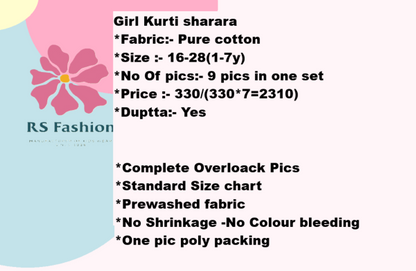 Girl straight kurti with sharara in wholesale