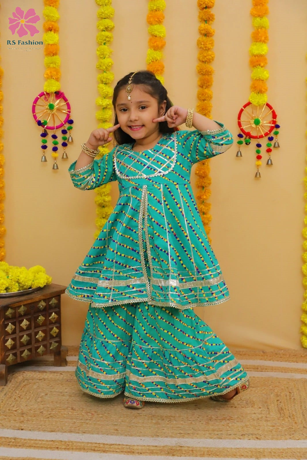 Pure cotton Gota-Patti Work Peplum Sharara in wholesale