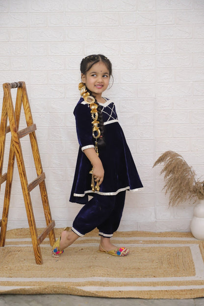 Girl Velvet Peplum Dhoti sets in wholesale