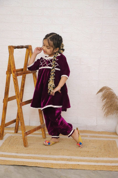 Girl Velvet Peplum Dhoti sets in wholesale