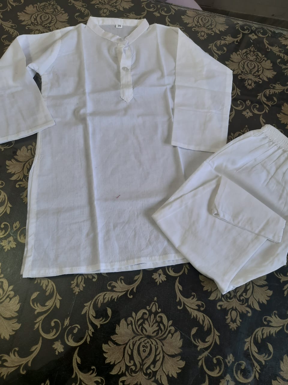 kids kurta pajama in white in wholesale